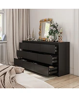 Homsee Silver Wood 9-Drawer Dresser Modern Style with Mirrored Drawers