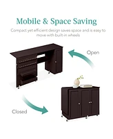 Best Choice Products Large Portable Multipurpose Folding Sewing Table w/ Magnetic Doors, Craft Storage