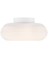 Possini Euro Design Sandringham 3/4" Modern Semi Flush-Mount Ceiling Light Fixture Kitchen Foyer Hallway Round Led Dimmable Sanded White Finish Met