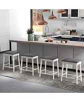 Costway 2 Pcs 24" Counter Height Bar Stools Backless Bar Stools with Faux Leather Cover