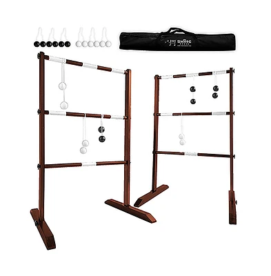 Swooc Wooden Ladder Ball Game Set (Weather Resistant) - With 10 Games & Carrying Case - Easy, No Tool Asssembly - Yard Games