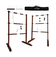 Swooc Games - Wooden Ladder Ball Game Set (Weather Resistant) - 10 Games Included & Carrying Case - Easy, No Tool Assembly