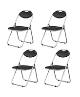 Costway 4 Pcs U Shape Folding Chairs Furniture Home Outdoor Picnic Portable