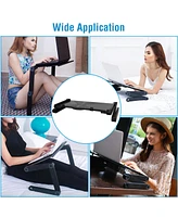 Slickblue 360-Degree Adjustable Laptop Bed Tray Table Portable Standing Desk with Removable Mouse Board, Storage Drawer & Collapsible Legs for Sofa