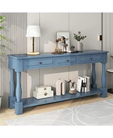 Slickblue 63'' Long Console Table with Drawers and Shelf – Perfect for Entryway, Hallway, or Living Room