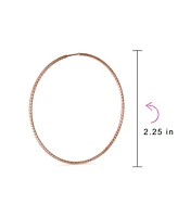 Bling Jewelry Lightweight Round Thin Endless Continuous Twist Hoop Earrings Rose Gold Plated .925 Sterling Silver