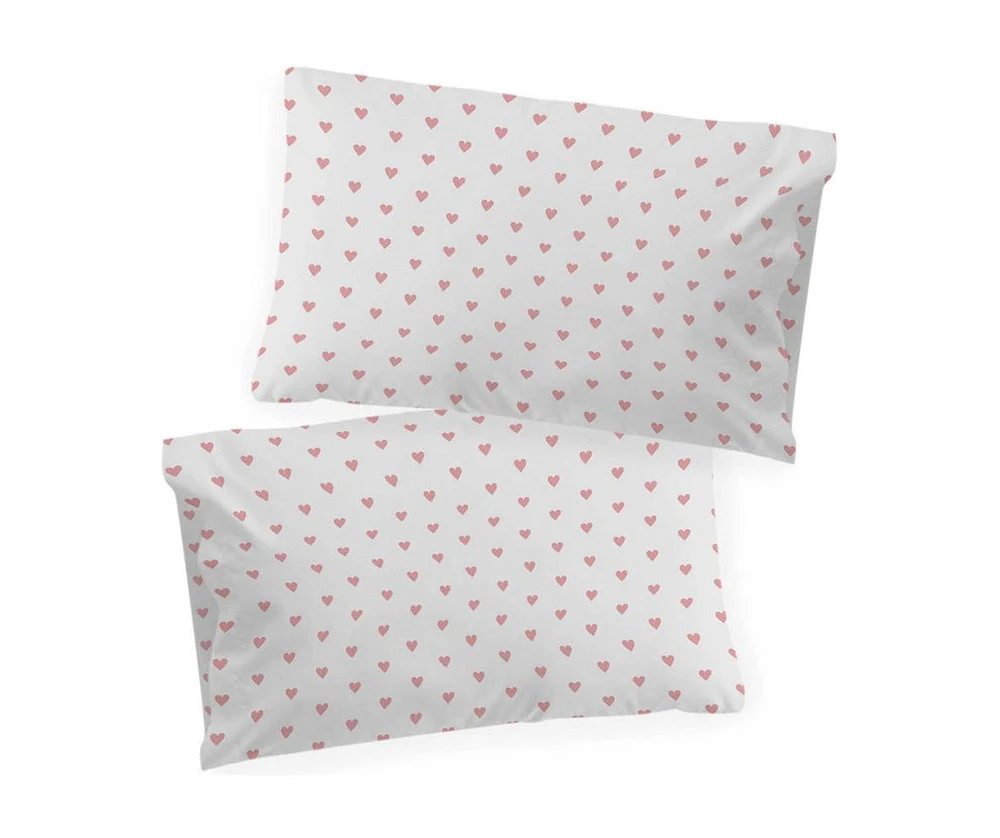 Saturday Park Pink Hearts 100% Organic 2 Pack Cotton Pillowcase