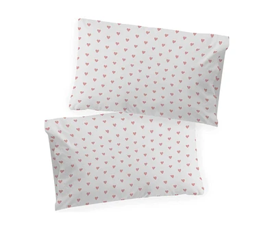 Saturday Park Pink Hearts 100% Organic 2 Pack Cotton Pillowcase