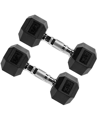 Signature Fitness Hex Dumbbells Strength Training Workout Equipment Set, 15 lbs