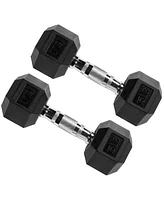 Signature Fitness Hex Dumbbells Strength Training Workout Equipment Set, 15 lbs