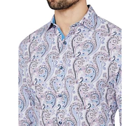 Society of Threads Men's Slim-Fit Performance Stretch Paisley Dress Shirt