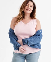 Style & Co Plus Size Lace-Trimmed Tank Top, Exclusively at Macy's