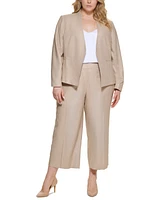 Calvin Klein Plus 100% Linen Open-Front Blazer