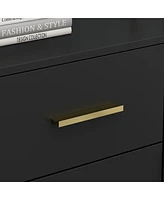 Homsee Black Storage Accent Cabinets with 3-Drawers and 2-Cabinets