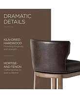 Maven Lane Hugo Bar Stool in Walnut Finish with Marksman Saddle Leather