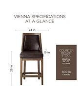 Maven Lane Vienna Counter Stool, Walnut Finish w/ Marksman Saddle Leather