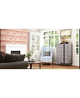 Homsee Gray Wooden End Table with 5-Drawers and Black Decor