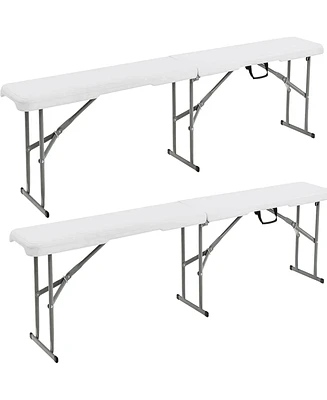 Costway 2PCS 6 Ft Portable Folding Bench Outdoor Picnic Bench 550 lbs Limited for Dining