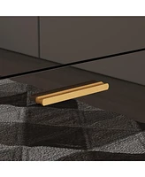 Homsee Black High Gloss Storage Organizer with 6 Mirrored Drawers