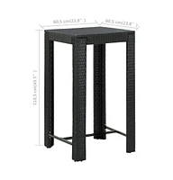 vidaXL Patio Bar Table 23.8"x23.8"x43.5" Poly Rattan