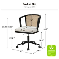 Ingrid Contemporary Solid Wood Rattan Swivel Task Chair