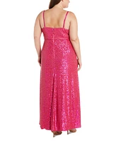 Morgan & Company Plus Sequinned High-Slit Dress