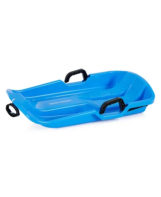 Slippery Racer Downhill Thunder Kids Toddler Plastic Toboggan Snow Sled, Blue