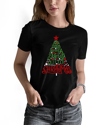 La Pop Art Women's Have Yourself a Merry Little Christmas Word Crew Neck T-Shirt