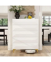 Homsee White Side Table, Chest of Drawers with 5-Drawers