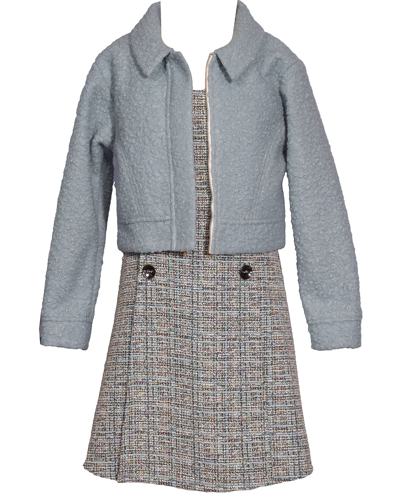 Bonnie Jean Big Girls Jacket Over Boucle Jumper Dress