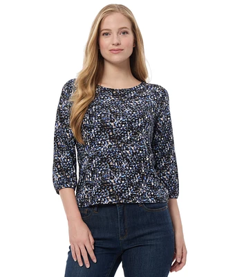 Jones New York Women's Printed Crepe 3/4-Sleeve Top