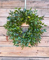 GreenishBlu Long Lasting Italian Ruscus Real Wreath, 22"