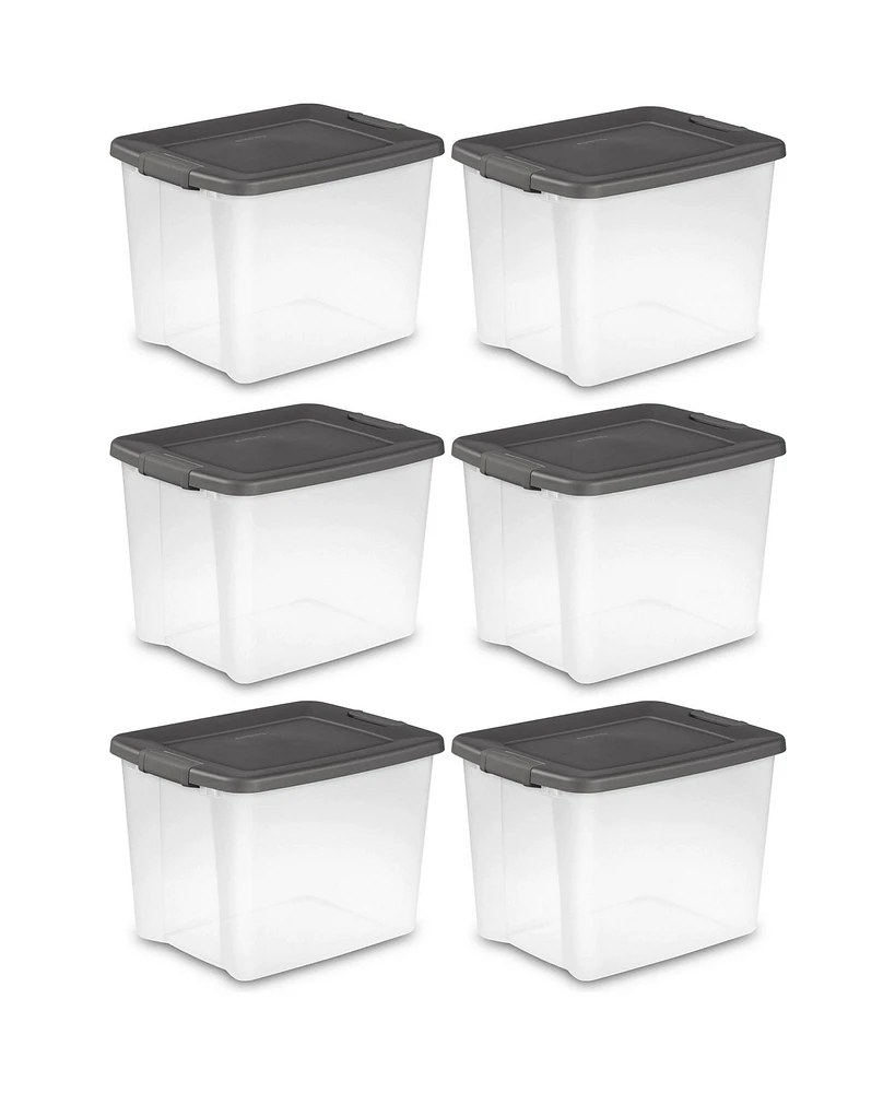 Sterilite ShelfTotes 50 Quart Clear Latched Plastic Storage Container, (6 Pack)