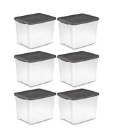 Sterilite ShelfTotes 50 Quart Clear Latched Plastic Storage Container, (6 Pack)