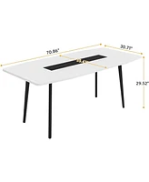 Tribesigns 70" Executive Desk, Modern Office Computer Desk with Sturdy Metal Legs, Large Boat Shaped Study Writing Desk Workstation for Home Office