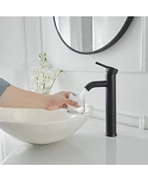 Greenspring Bathroom Vessel Sink Faucet Black Single Handle One Hole Commercial Lavatory Vanity Faucets with Pop Up Drain and Supply Line