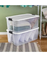 Sterilite 116 Quart Ultra Latching Clear Plastic Storage Tote Container, 12 Pack