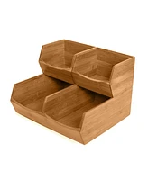 Seville Classics 3-Piece Stackable Bamboo Bin Organizer Set