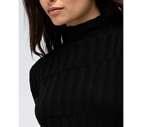 Kenneth Cole Women's Mock-Neck Ribbed Long-Sleeve Sweater