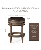 Maven Lane Pullman Backless Counter Stool in Walnut Finish w/ Marksman Saddle Leather