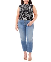 Vince Camuto Plus Printed Mock Neck Sleeveless Top, Created for Macy's