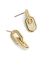 Coach Gold-Tone Stitched Link Drop Earrings