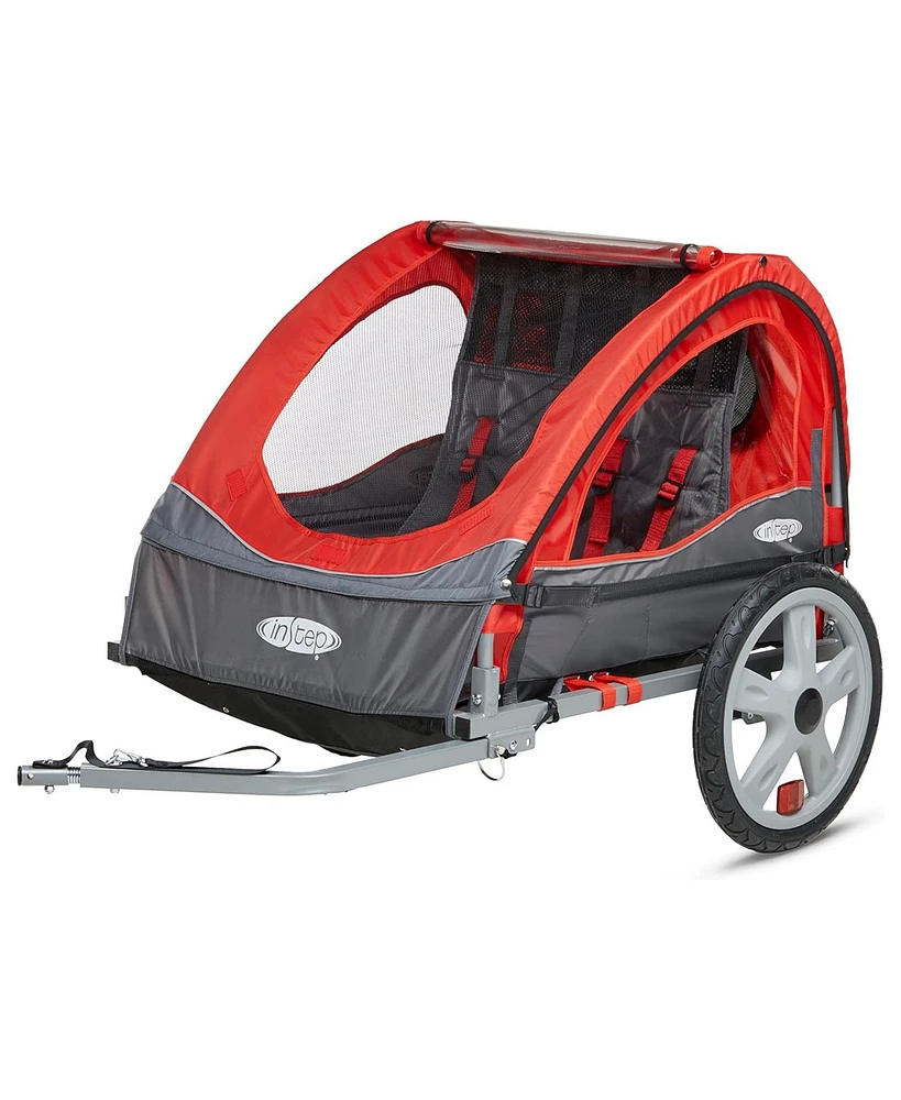 InStep Take 2 Folding Frame Outdoor Nylon Bike Trailer with Double Seat, Red