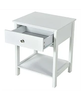 Gymax 2PCS 2-Tier Nightstand Modern Side End Table w/ Drawer & Open Shelf White
