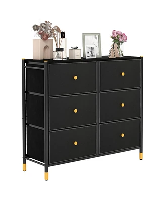 Costway -Drawer Fabric Dresser Tower Wide Chest of Drawers Storage Organizer Bedroom