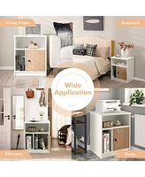 Gymax 2 Pcs Nightstands Side End Beside Table w/ Storage Shelf for Bedroom Living Room