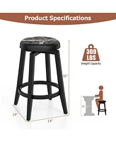 Costway 26" Swivel Bar Stool Set of 2 Upholstered Counter Height Rubber Wood Frame