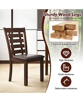 Wooden Dining Chairs Set of with Upholstered Seat & Rubber High Back