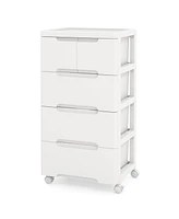 Costway Pcs -Drawer Plastic Rolling Storage Cart with 4 Universal Wheels Dresser Cabinet