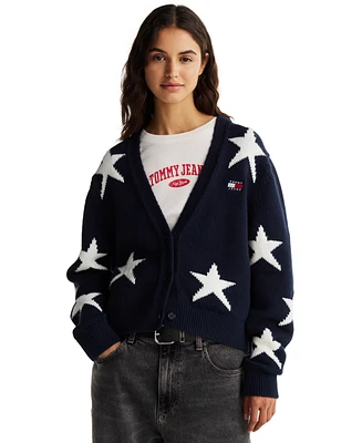 Tommy Jeans Women's Star-Pattern V-Neck Cardigan